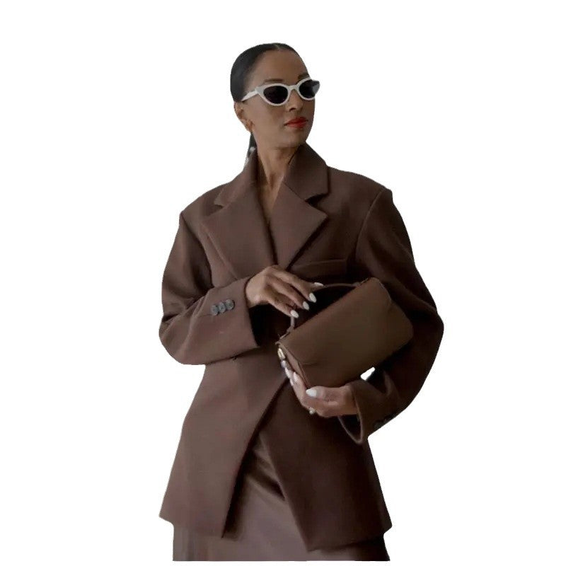 Blazer surdimensionné tendance pour femme avec fermeture à double bouton Chic & Stil