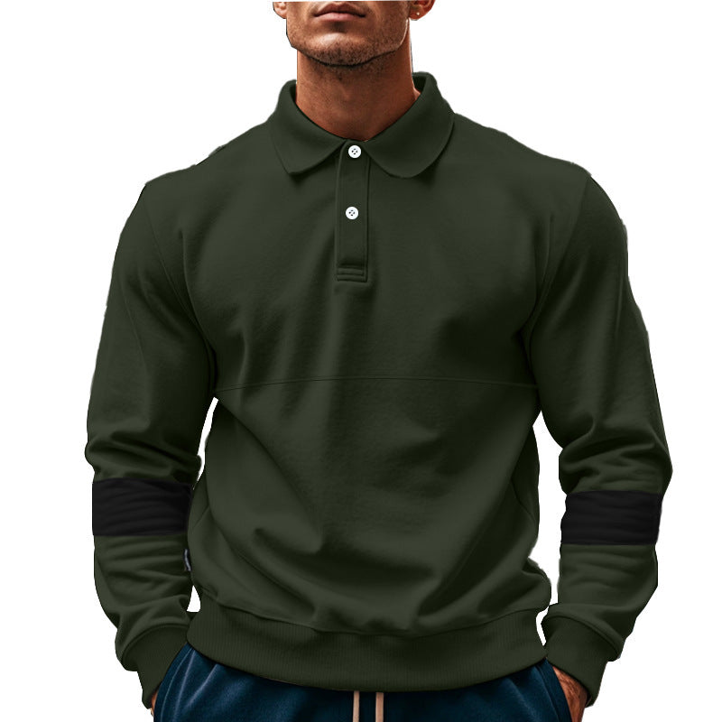 Elegant man long sleeve polo with contrasting sleeve details Chic and Style
