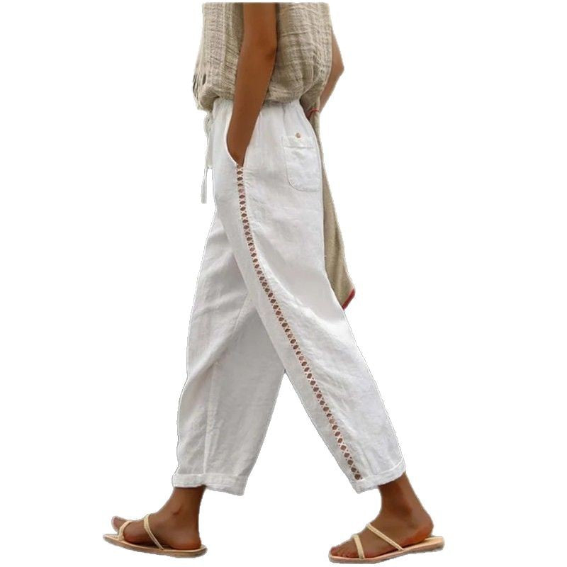 Pantalon A-line léger pour femmes en lin respirant avec poches latérales Chic und Stil