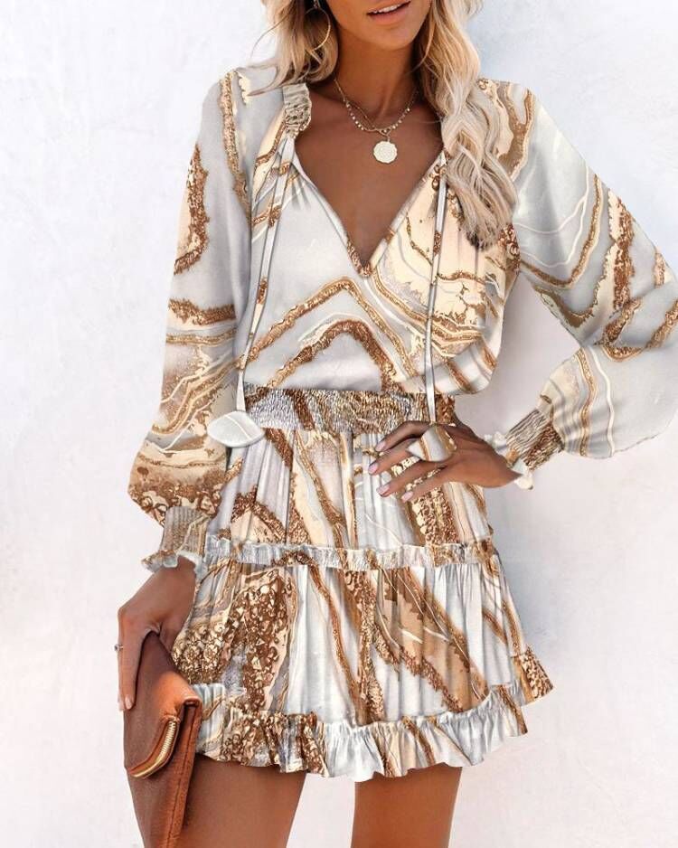 Robe mini fleurs à volants pour femmes élégante Chic und Stil