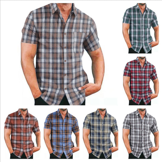 Chemise à carreaux à manches courtes pour hommes avec poches et coupe tendance Chic und Stil