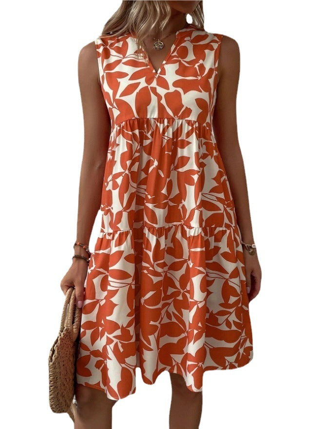 Chic and Stylish Women's V-Neck Floral Midi Dress