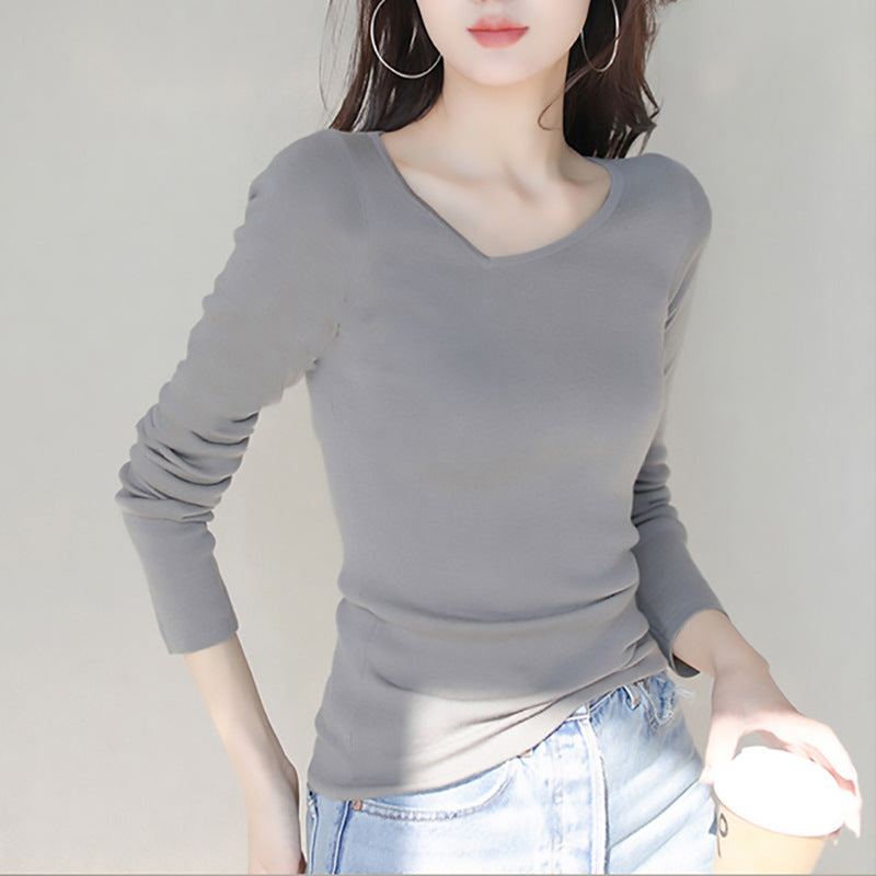 Haut en tricot à manches longues pour femmes à col en V Chic und Stil