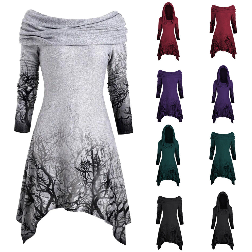 Robe à capuche pour femmes avec design graphique d'arbre Chic und Stil