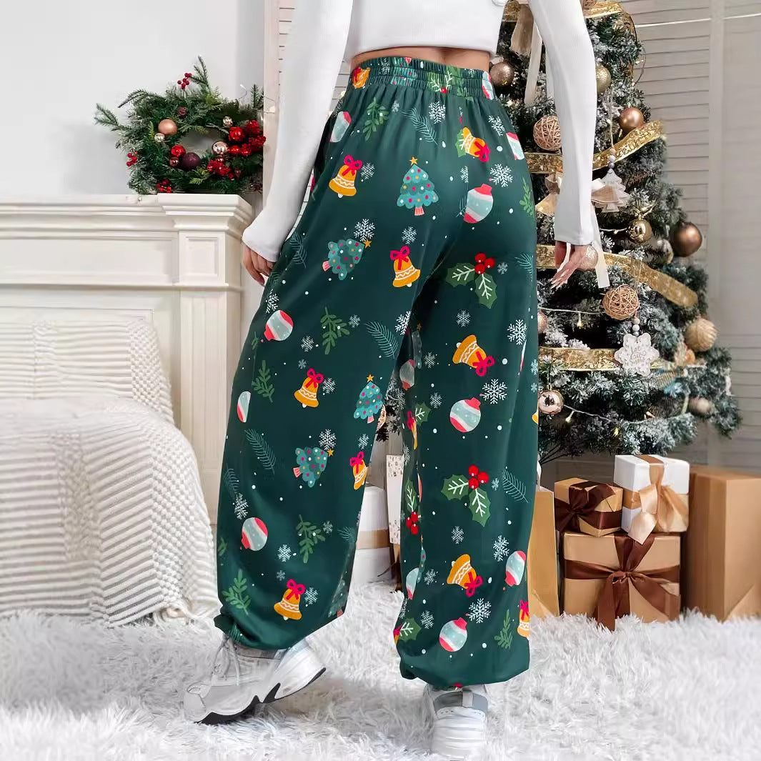 Pantalon de loisirs ample pour femmes avec impression festive Chic und Stil