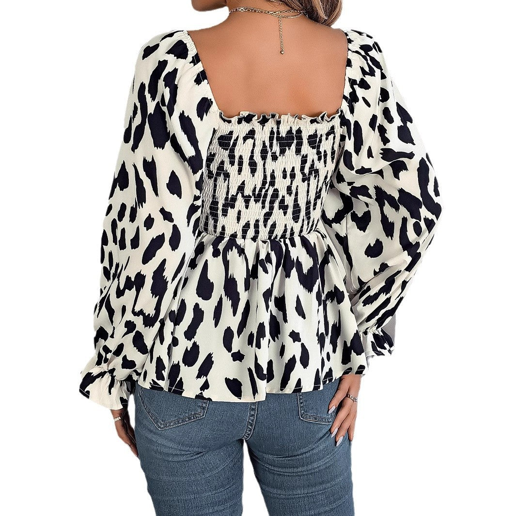 Blouse féminine tendance avec volants et imprimé animal chic Chic und Stil
