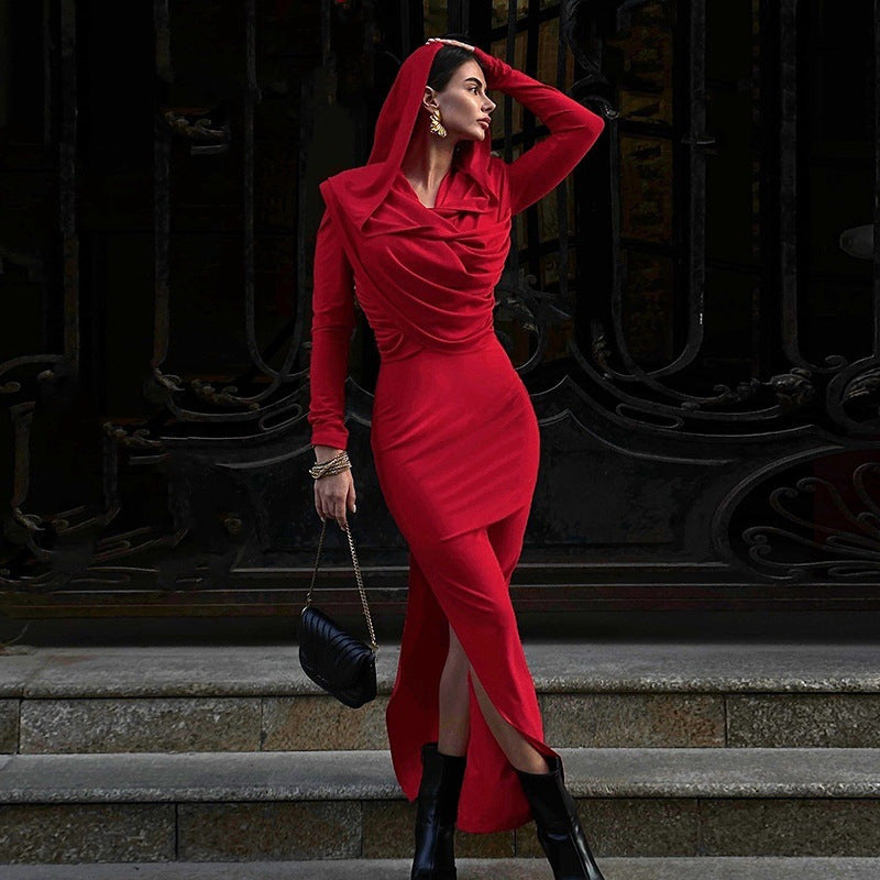 Robe de soirée élégante pour femmes avec capuche et silhouette cintrée Chic und Stil