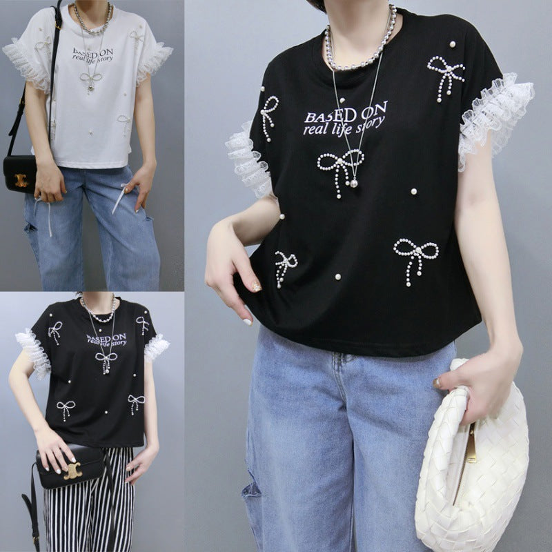 T-shirt graphique de loisirs à manches volantes pour femmes Chic und Stil