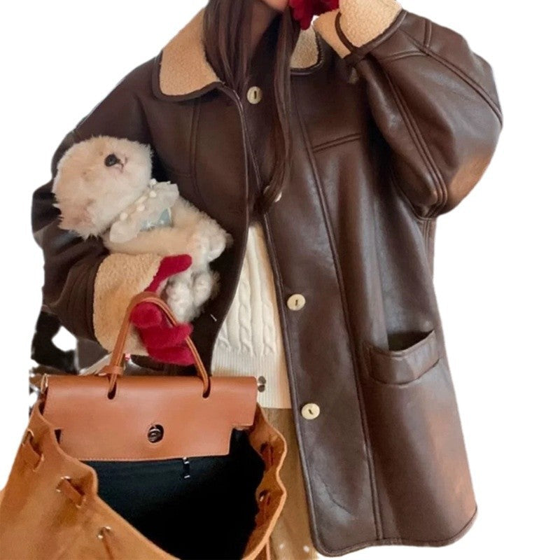Veste en simili cuir surdimensionnée pour femmes Chic und Stil