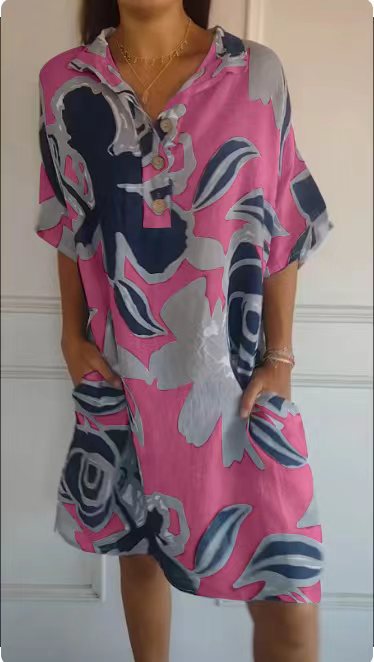 Robe de plage aérienne pour dames avec motif tendance et poches latérales Chic und Stil