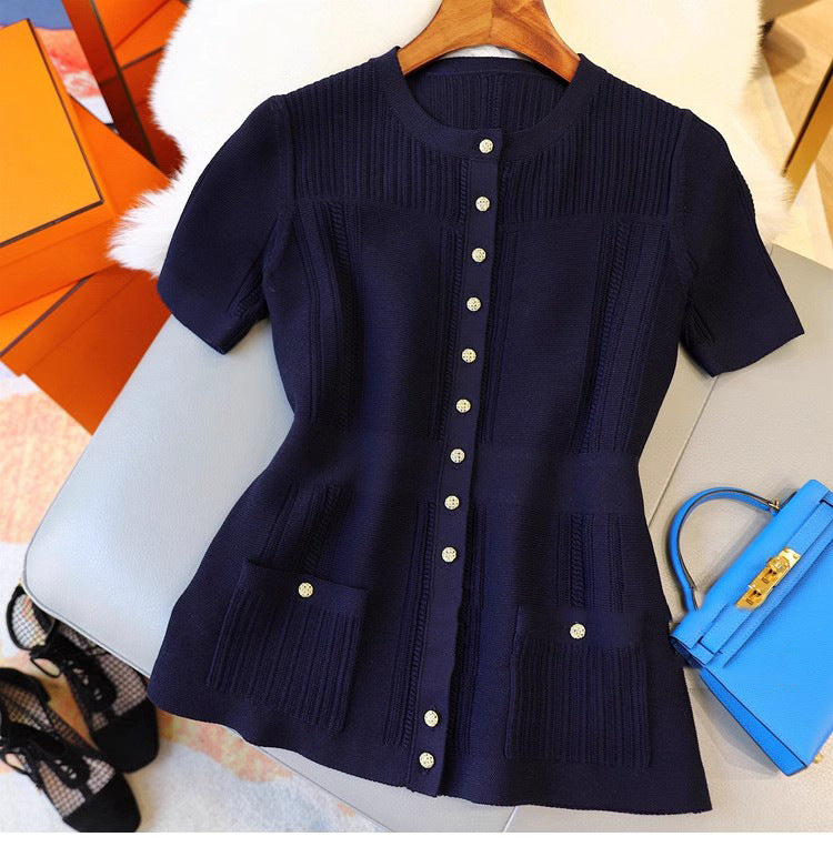 Blouse texturée à manches courtes pour femmes Chic und Stil
