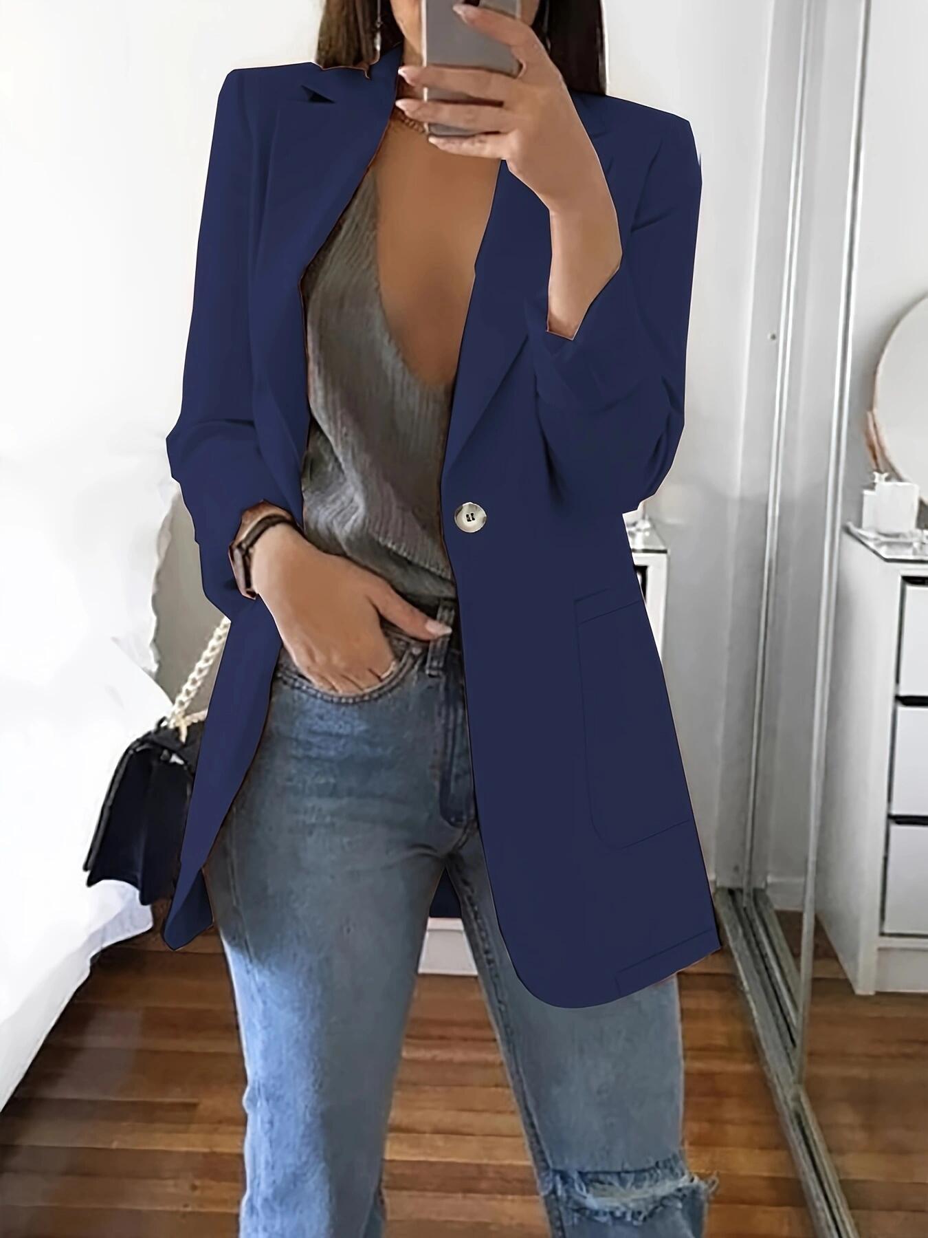 Veste élégante pour femme avec un décolleté en V profond et des poches pratiques Chic und Stil