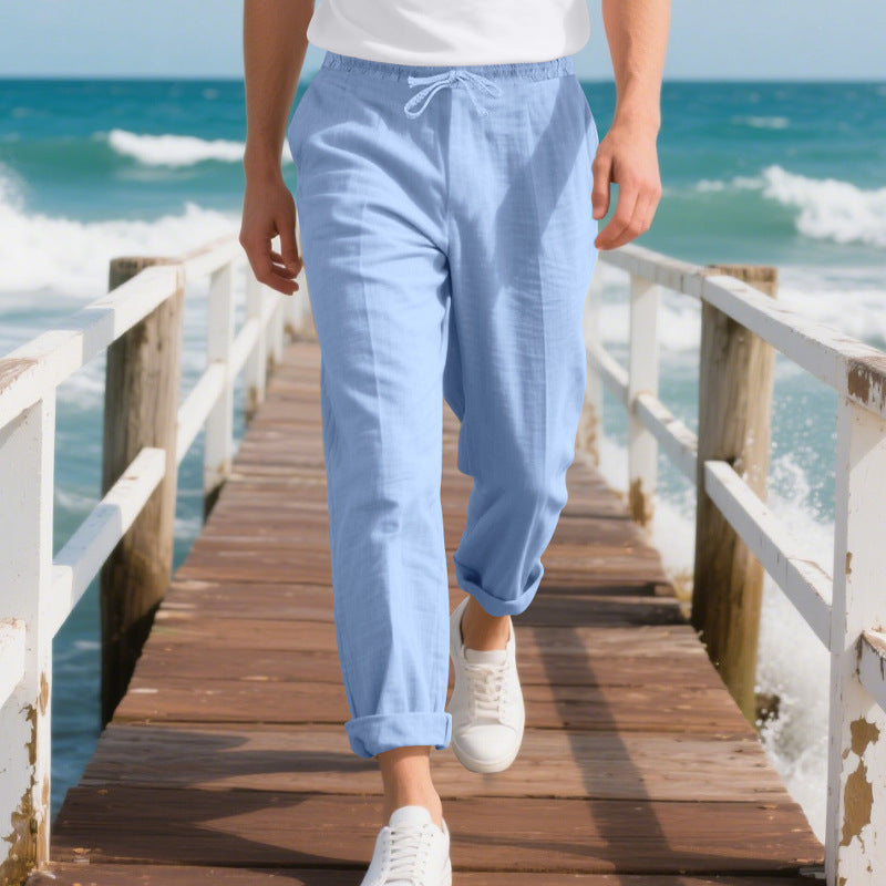 Pantalon d'été décontracté pour hommes avec taille élastique et poches latérales pratiques Chic und Stil