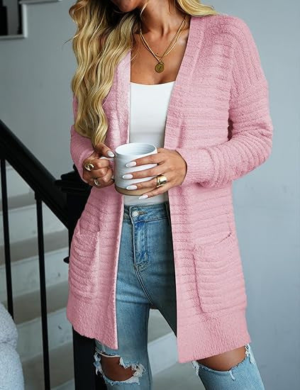 Dames Pull-over en tricot confortable avec poches et texture Chic und Stil