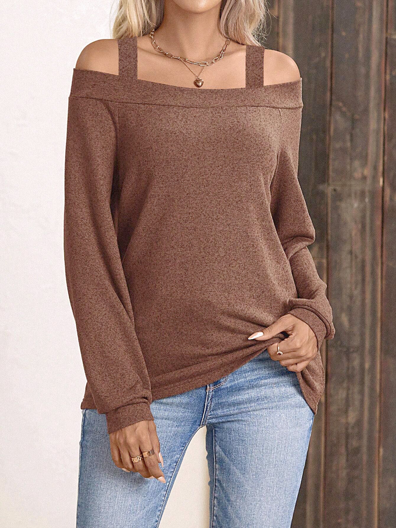 Pull off-shoulder pour femmes avec des bretelles tendance Chic und Stil