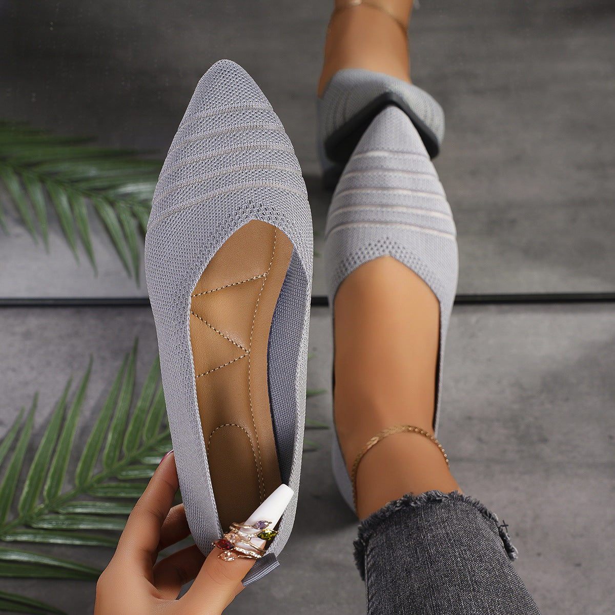 Dames ballerines en tricot à rayures Chic und Stil