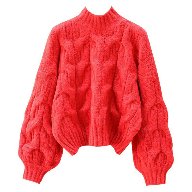 Pull en tricot confortable pour femmes avec des manches volumineuses et un motif torsadé Chic und Stil
