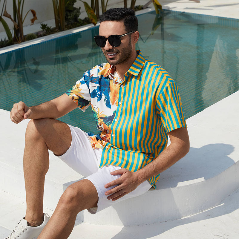 Chemise à manches courtes pour hommes avec motif coloré et design d'été Chic und Stil