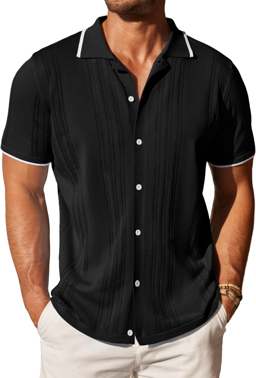 Chemise à manches courtes pour hommes avec motif texturé Chic und Stil