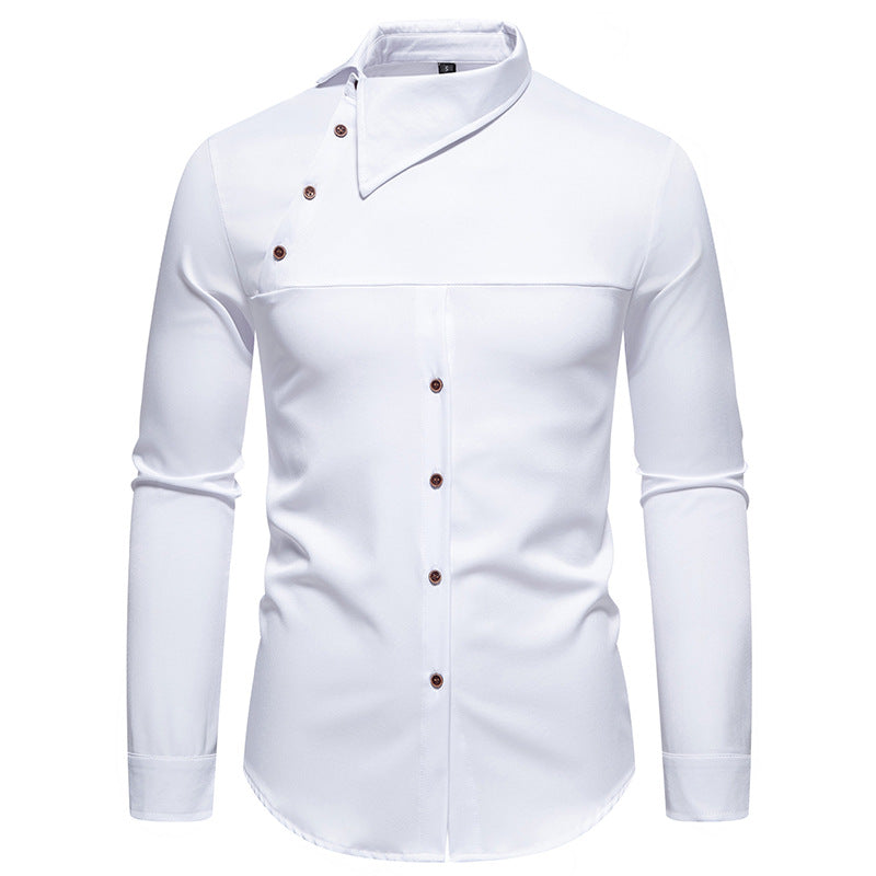 Chemise à manches longues pour hommes avec col innovant et design asymétrique Chic und Stil