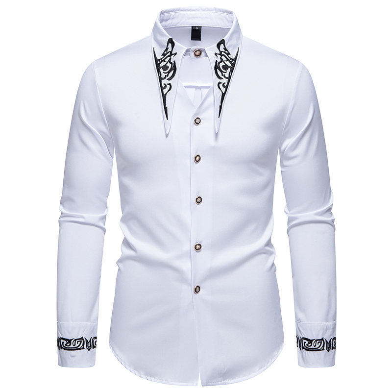 Chemise à manches longues élégante pour hommes avec un motif de col accrocheur Chic und Stil