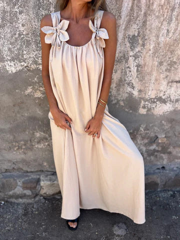 Robe maxi fluide pour femmes avec liens décoratifs aux épaules Chic und Stil