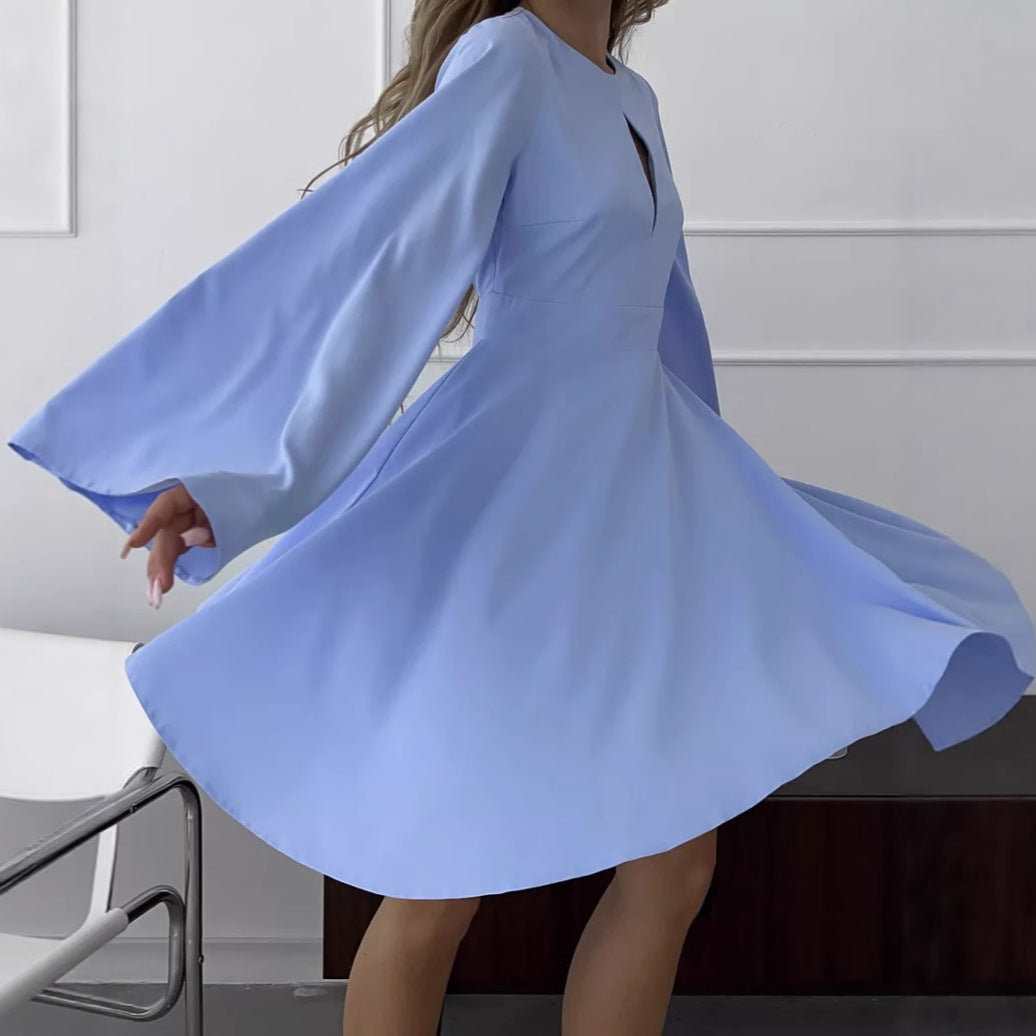 Women Elegant Wrap Dress with Flared Sleeves and Deep V-Neck Chic and Style