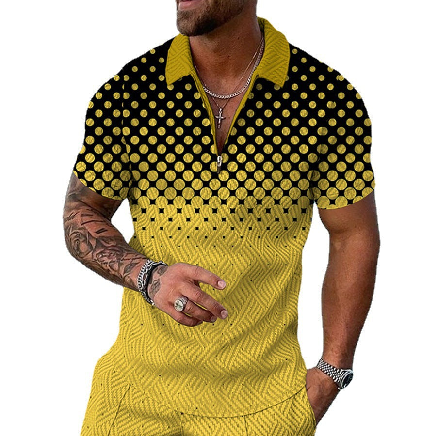 Hommes Chemise élégante à manches courtes avec patte de boutonnage et motifs décoratifs Chic und Stil