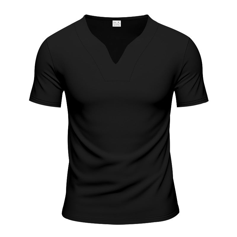 Homme t-shirt moderne à col en V en matériau respirant Chic und Stil