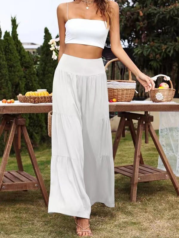 Pantalon d'été ample pour femmes avec taille élastique et coupe fluide Chic und Stil