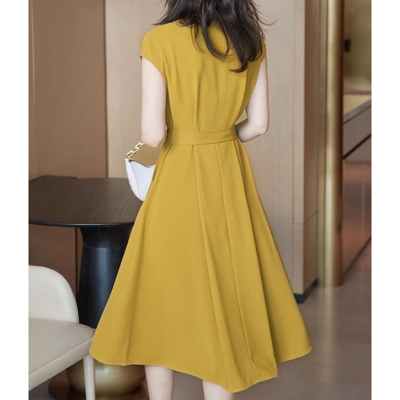 Robe midi A-line pour femme avec plis élégants Chic und Stil