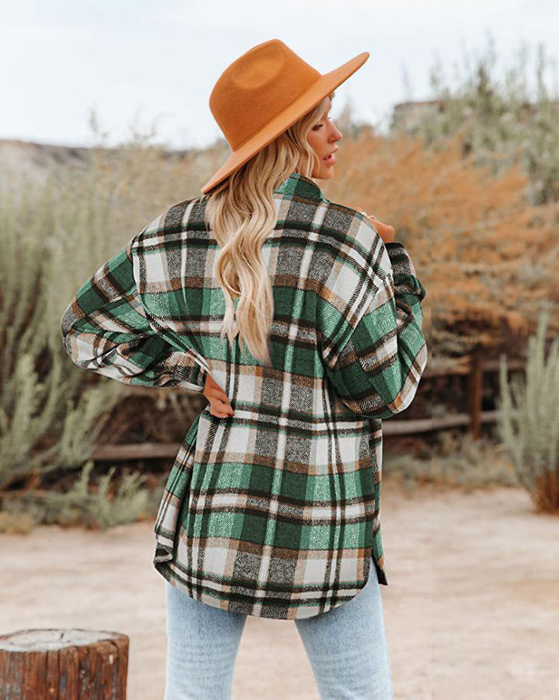 Grande taille - veste en coton à carreaux pour femmes au design décontracté Chic und Stil