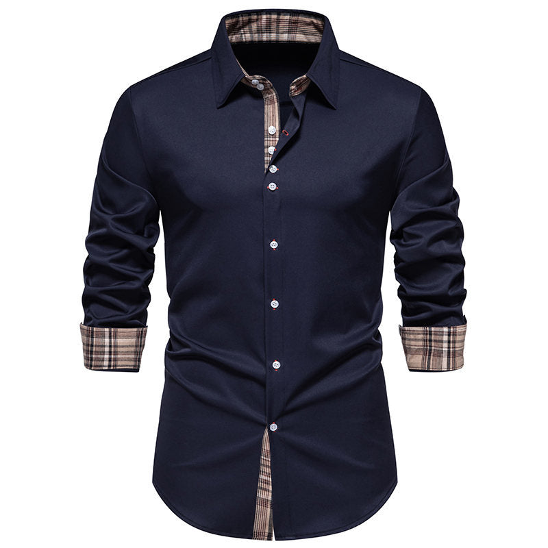 Chemise à manches longues pour hommes avec un détail à carreaux moderne et une coupe confortable Chic und Stil