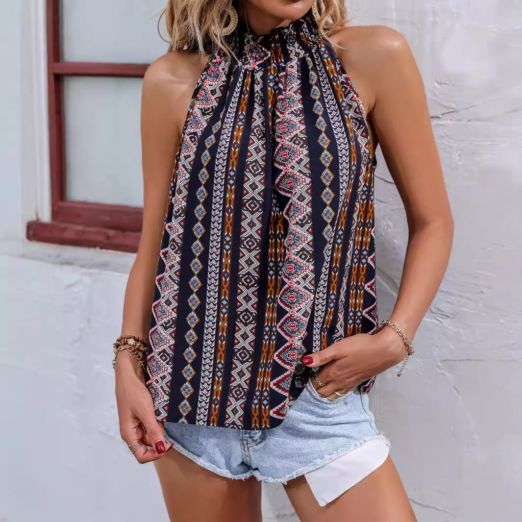 Bl blouse halter pour femmes avec motif ethnique coloré Chic und Stil