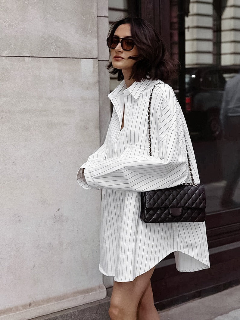 Robe chemise rayée oversize Chic und Stil pour femmes