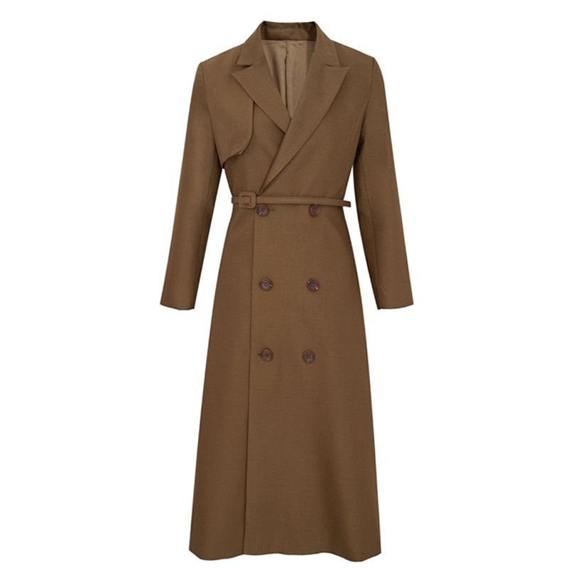 Robe midi élégante pour femmes à double boutonnage avec ceinture Chic und Stil