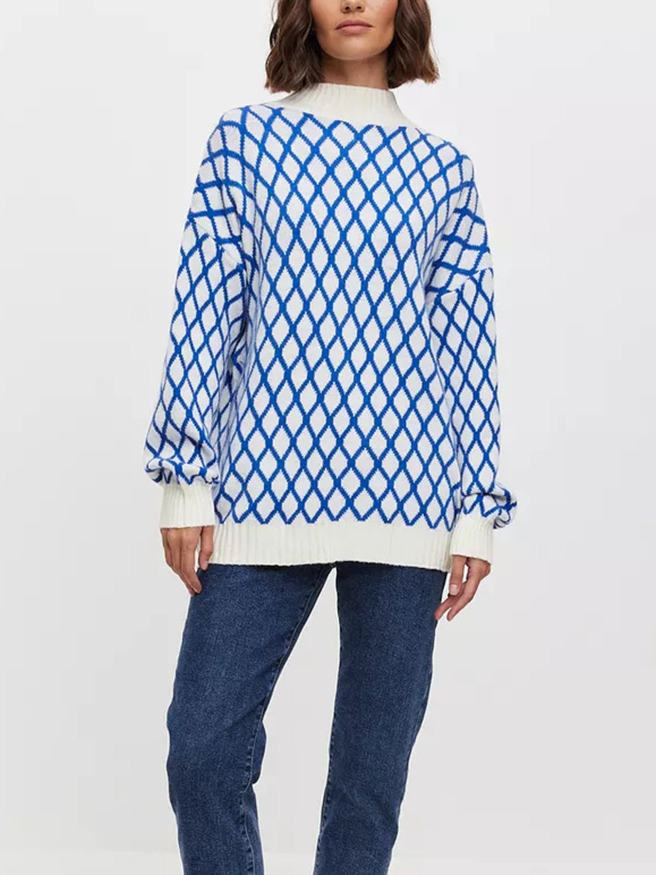 Pull décontracté pour femmes avec un motif en losanges moderne et une coupe décontractée Chic und Stil