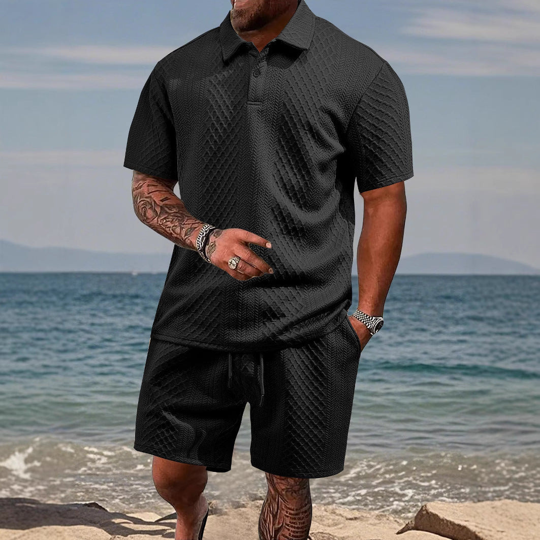 Hommes Ensemble de polo sportif et shorts Chic und Stil