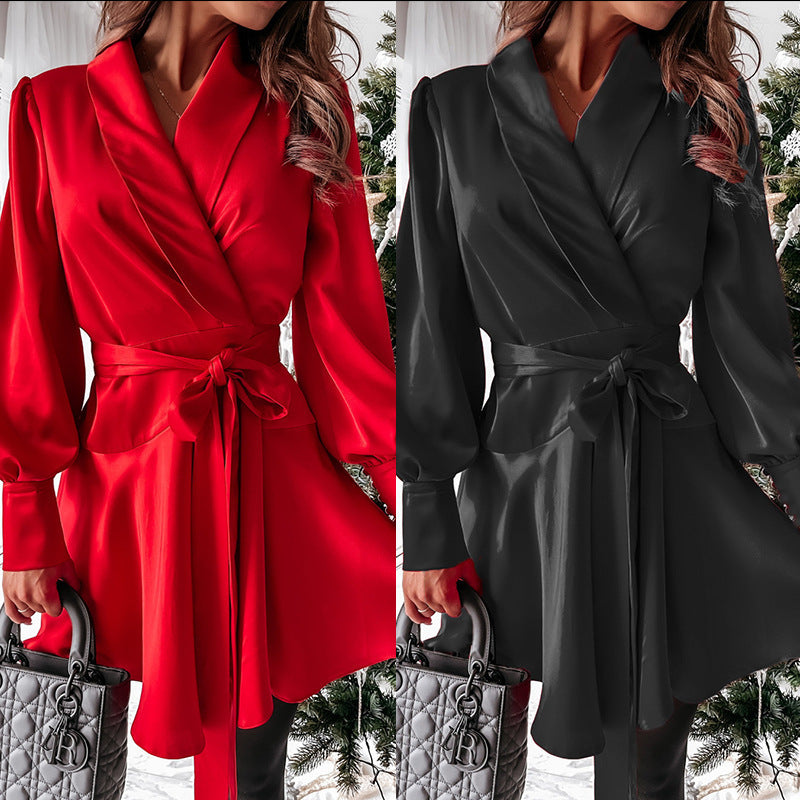 Blouse enveloppante pour femmes avec col élégant et manches volantes Chic und Stil