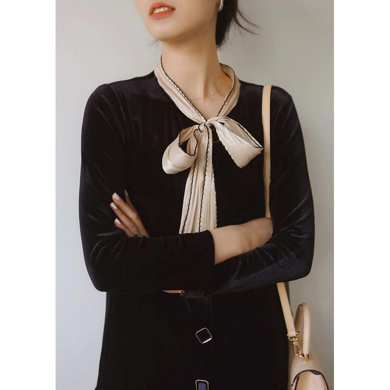 Robe shift en velours pour femme avec nœud décoratif Chic und Stil