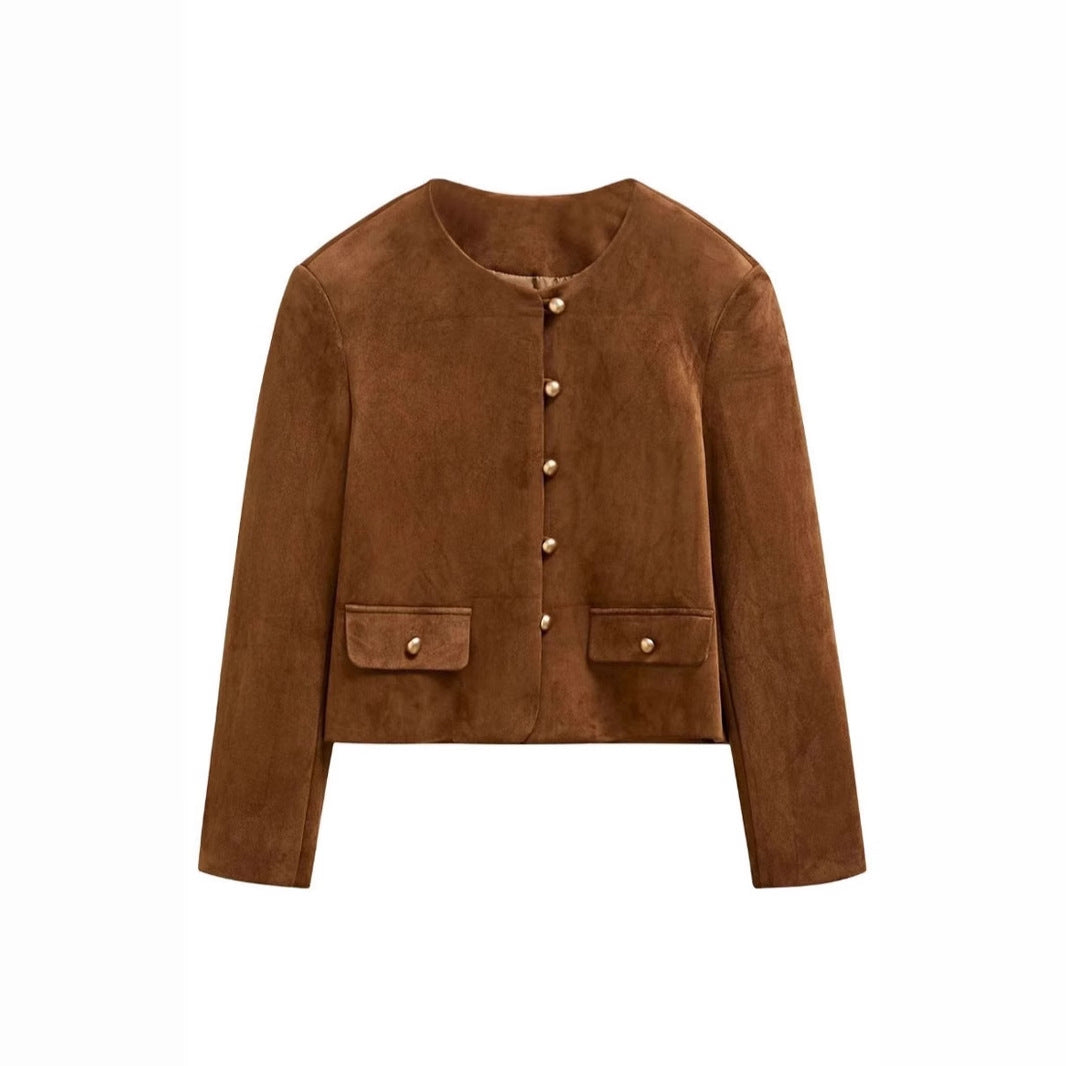 Dames élégante blouse avec finition en suède texturé Chic und Stil