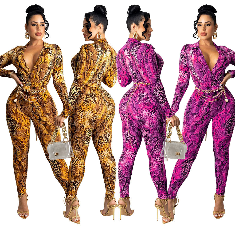 Dames Bodysuit à motif animal exotique Chic und Stil