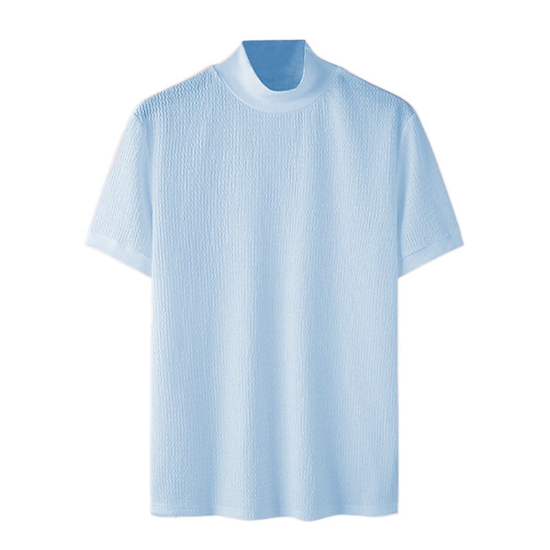 T-shirt pour hommes à manches courtes avec un design structuré moderne et col montant Chic und Stil