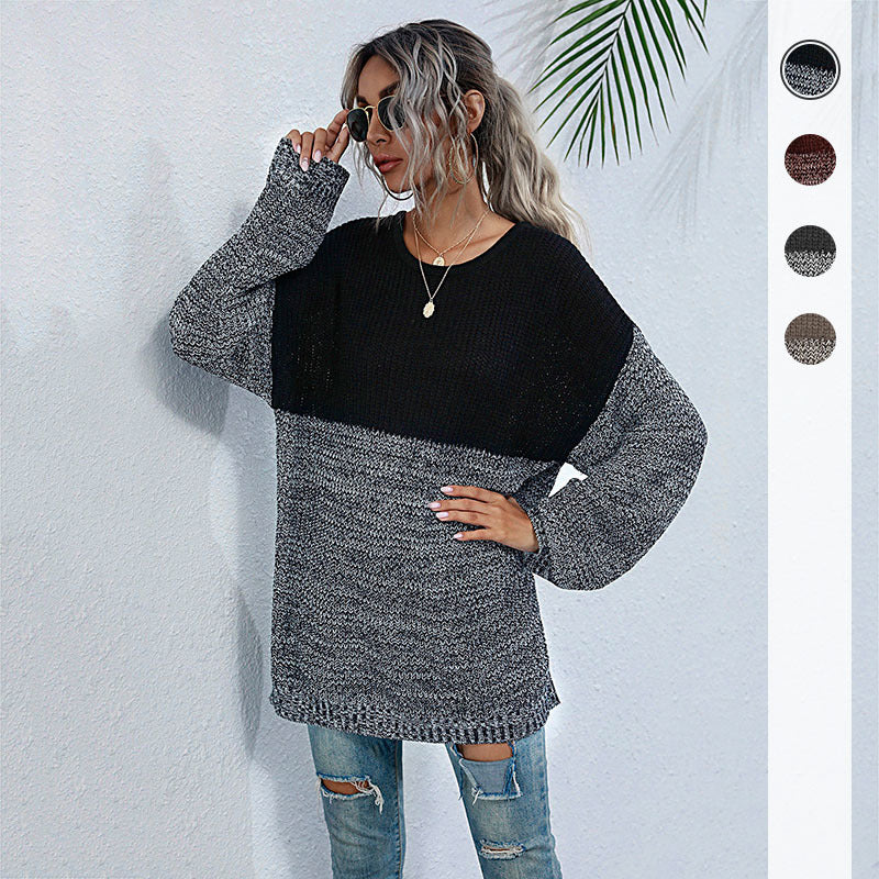 Pull en tricot confortable pour femmes avec un design moderne de blocs de couleur Chic und Stil