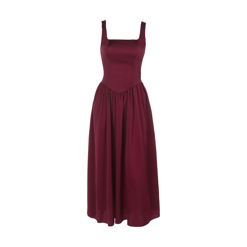 Robe maxi A-ligne à encolure carrée Chic und Stil pour femmes