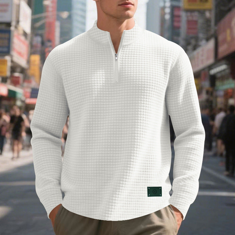 Pull sportif pour hommes avec fermeture éclair et structure Chic und Stil