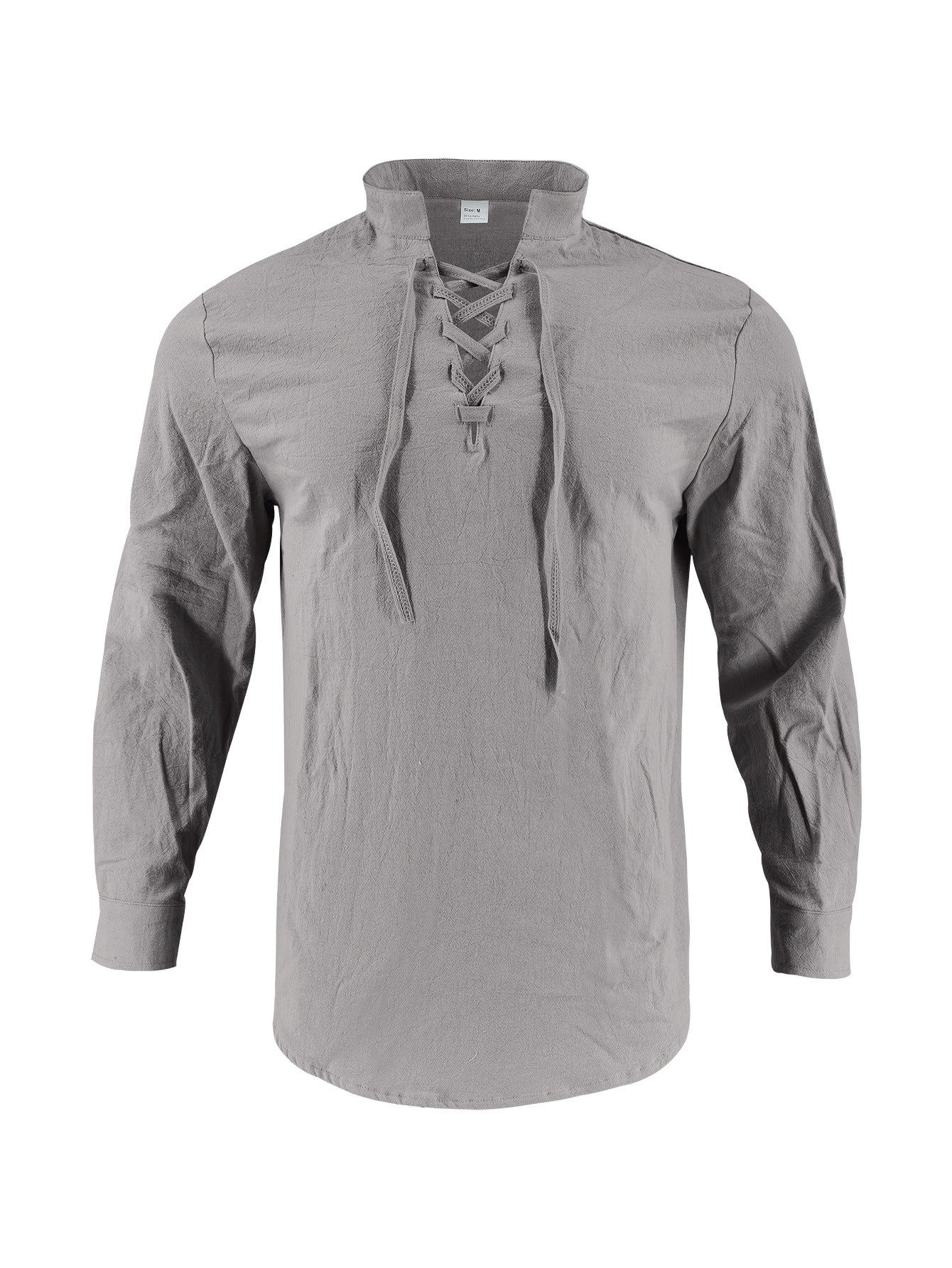 Chemise à manches longues pour hommes avec lacets à la mode et col montant Chic und Stil