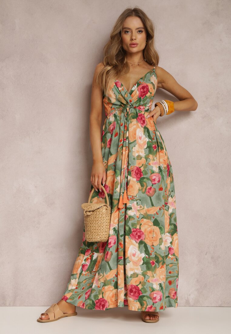 Robe maxi florale pour femmes avec ceinture à nouer Chic und Stil