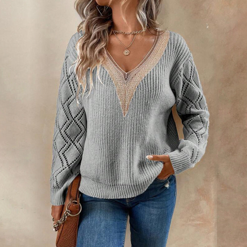 Pull en tricot pour femmes avec un décolleté en crochet raffiné Chic und Stil