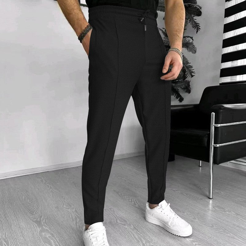 Luxury men's pants with elastic drawstring and textured design Chic and Style